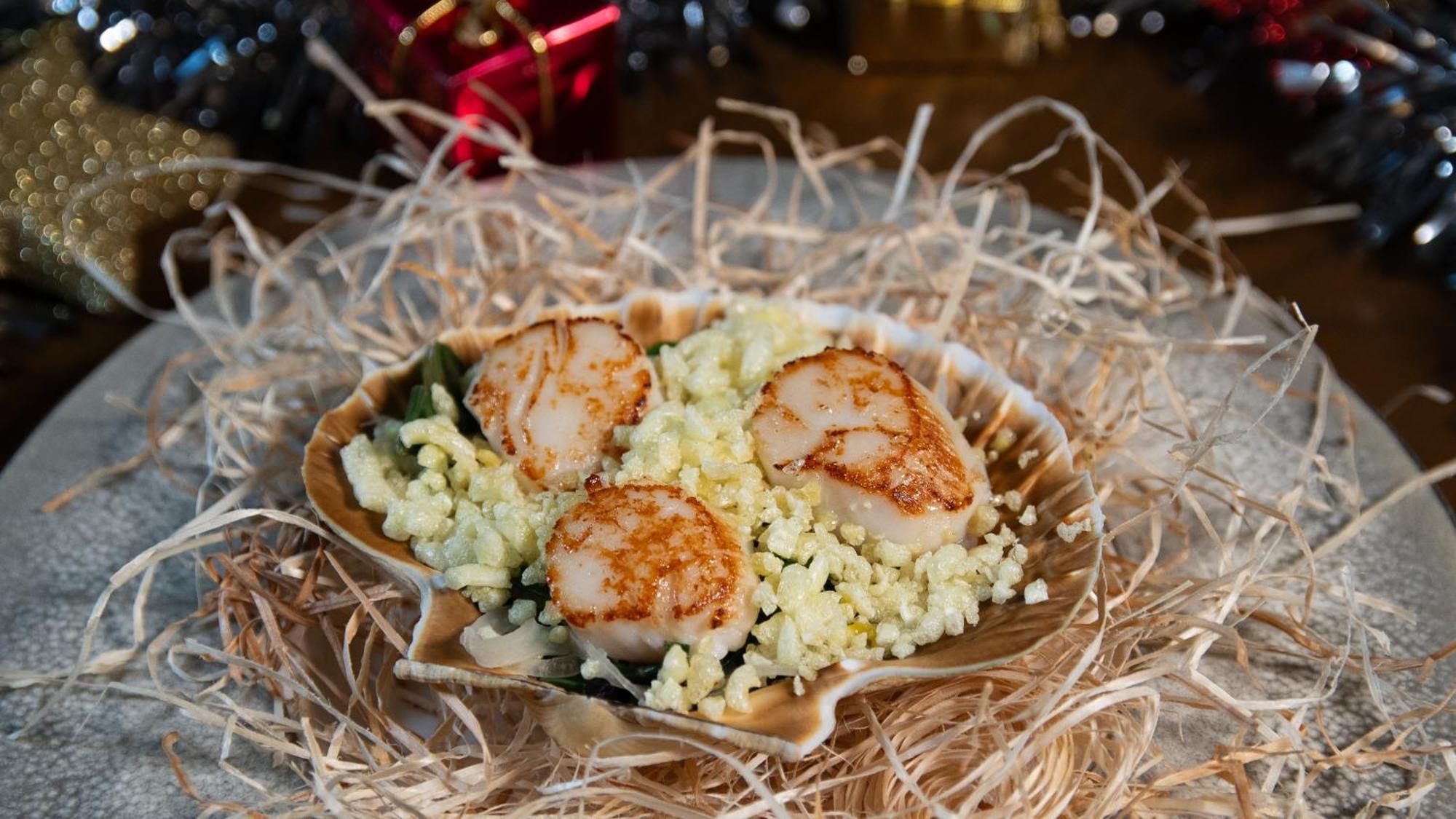 Seared scallops starter at the restaurant